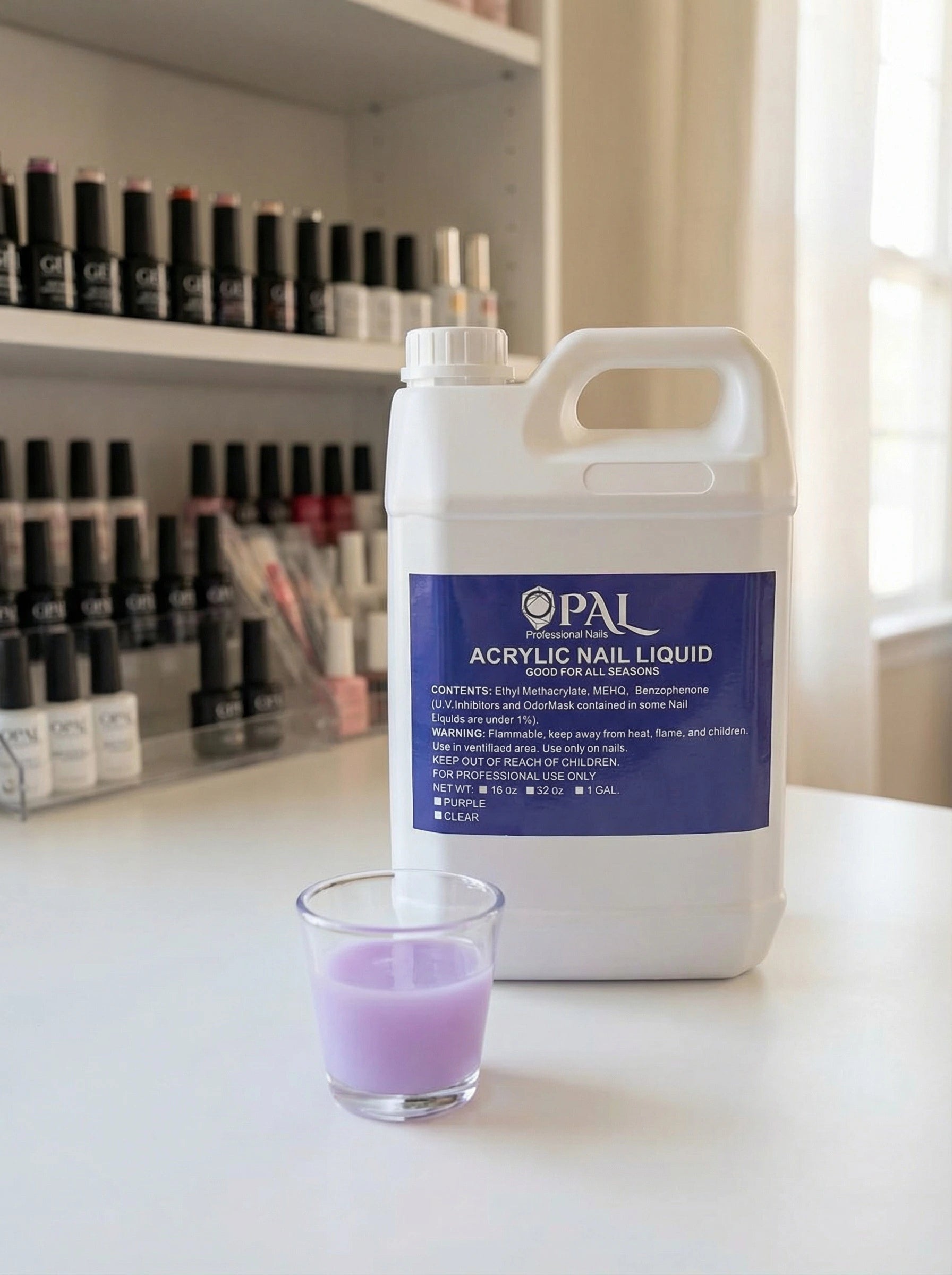 OPAL Professional Acrylic Liquid (1 Gallon) | Monomer for Professional Acrylic Nail Systems