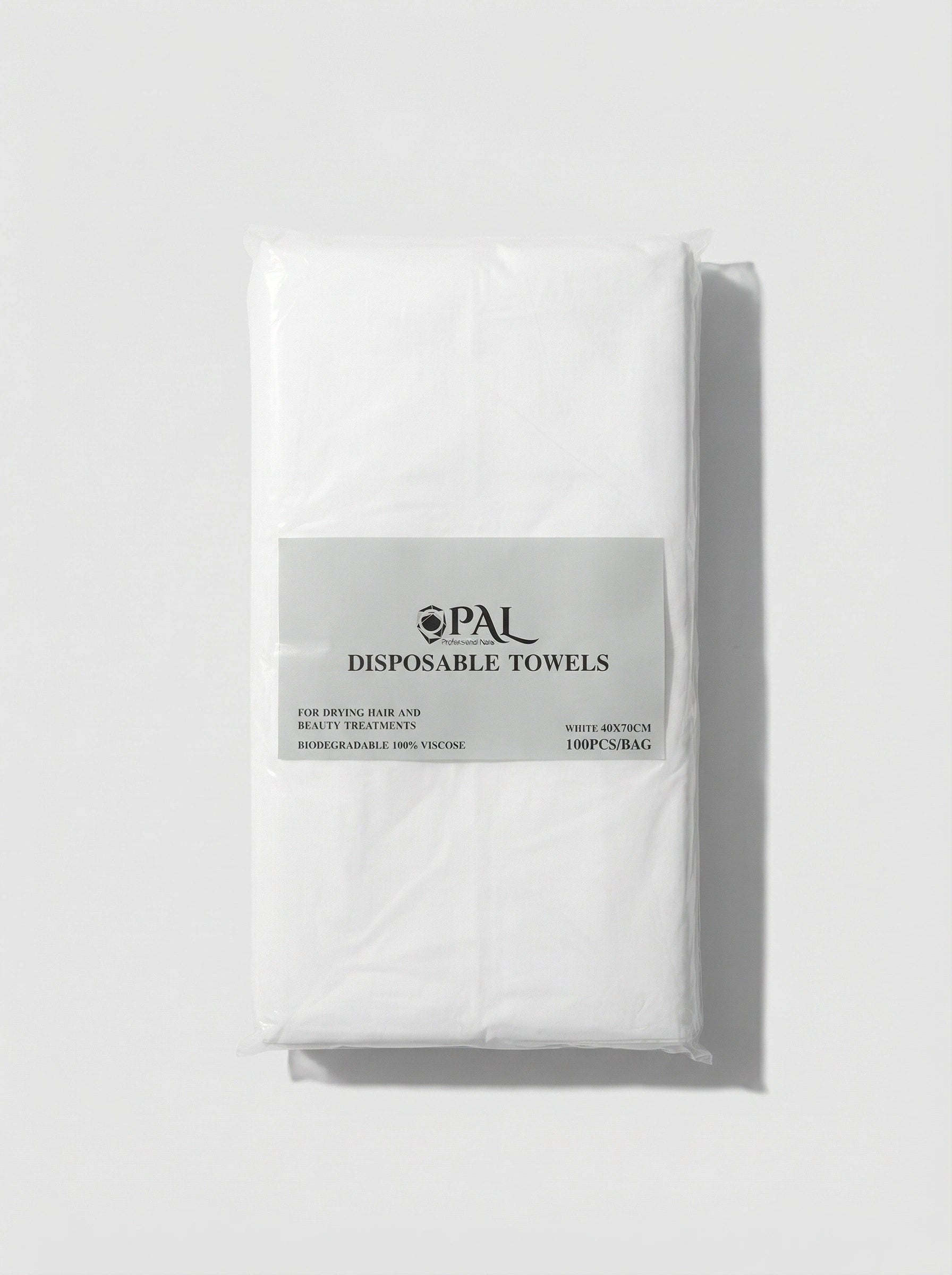 OPAL disposable towels 100 pieces white biodegradable viscose 40x70cm for hair drying beauty treatments salon spa