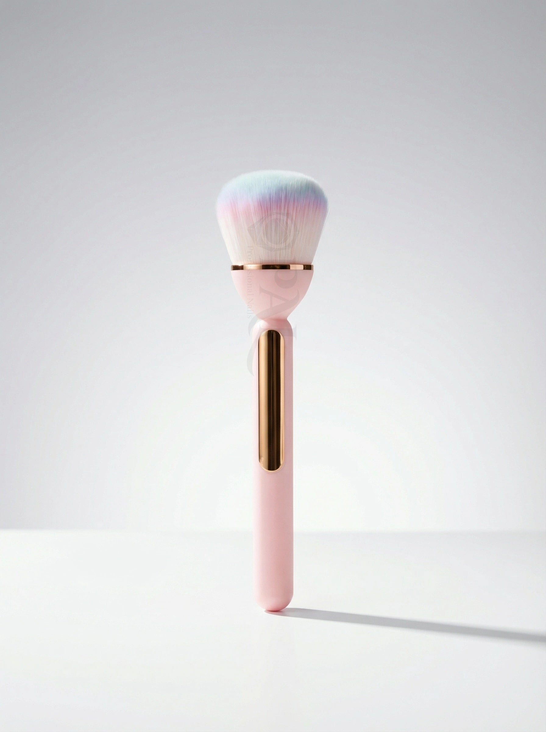 OPAL professional nail dust brush with soft pastel ombre bristles pink handle rose gold accents for removing filing dust