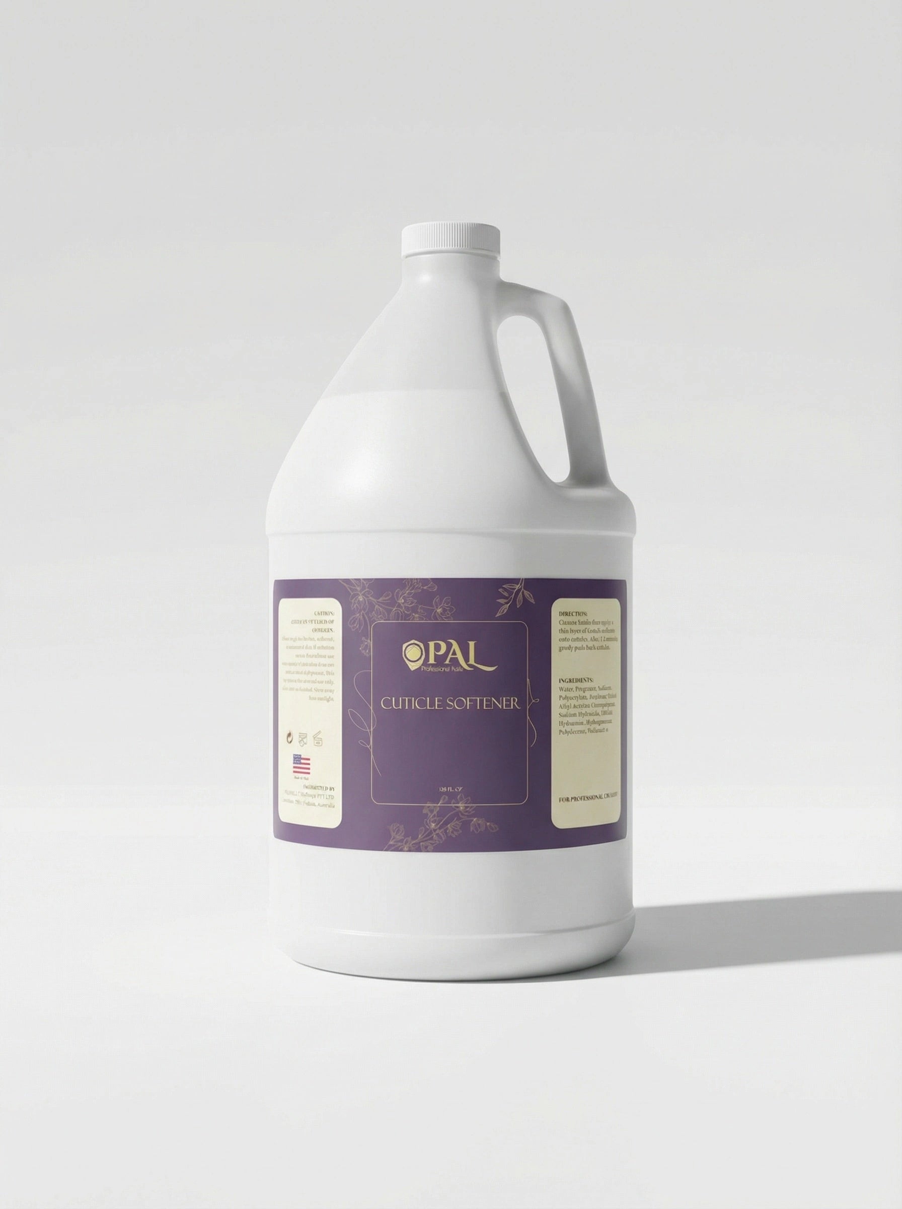 OPAL professional cuticle softener 1 gallon jug for manicure pedicure services salon size made in USA