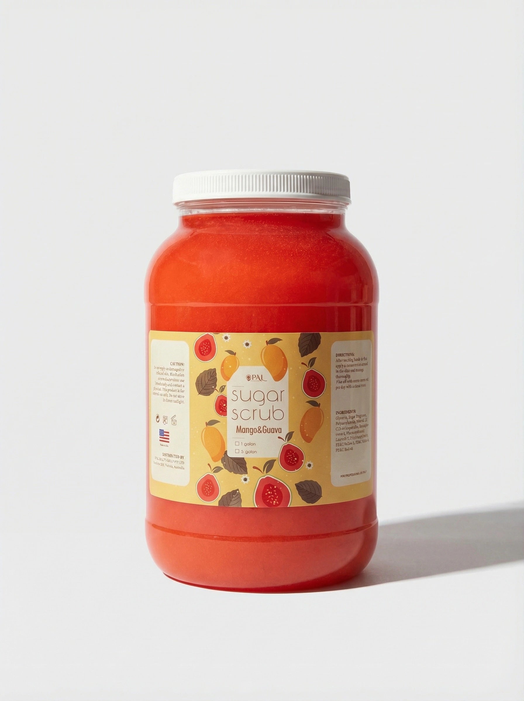 OPAL professional mango guava sugar scrub 1 gallon jar coral orange tropical exfoliating pedicure treatment for nail salons