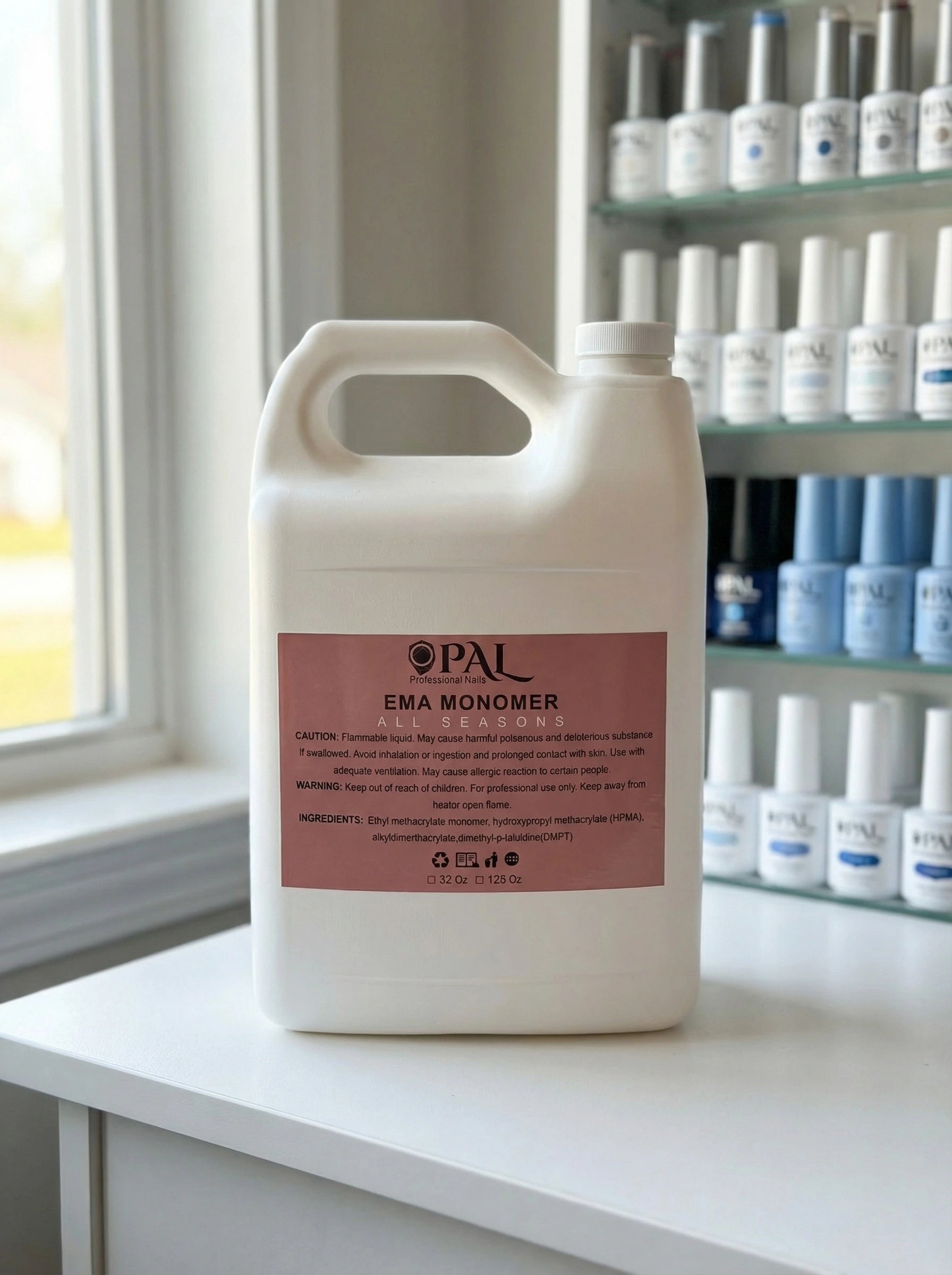 OPAL EMA Monomer - All Seasons (1 Gallon/128 oz) | Professional Acrylic Liquid for Year-Round Performance