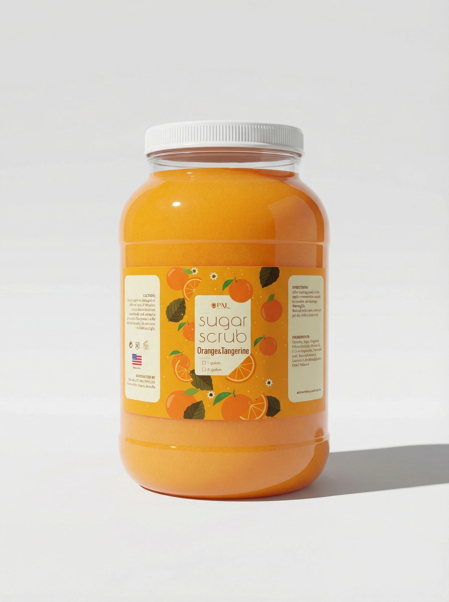 OPAL professional orange tangerine sugar scrub 1 gallon jar bright orange citrus exfoliating pedicure treatment for nail salons