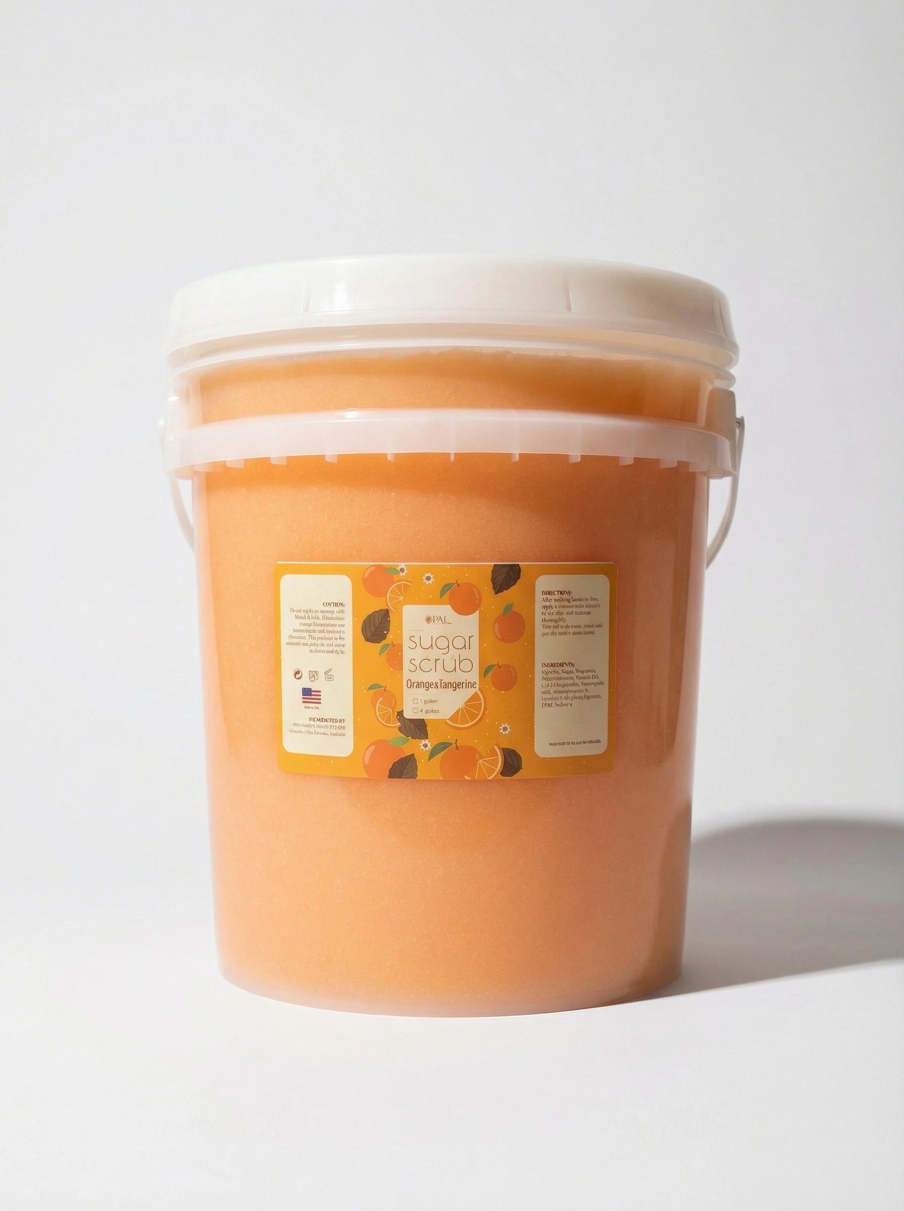 OPAL professional orange tangerine sugar scrub 5 gallon bulk bucket with handle wholesale salon exfoliating treatment