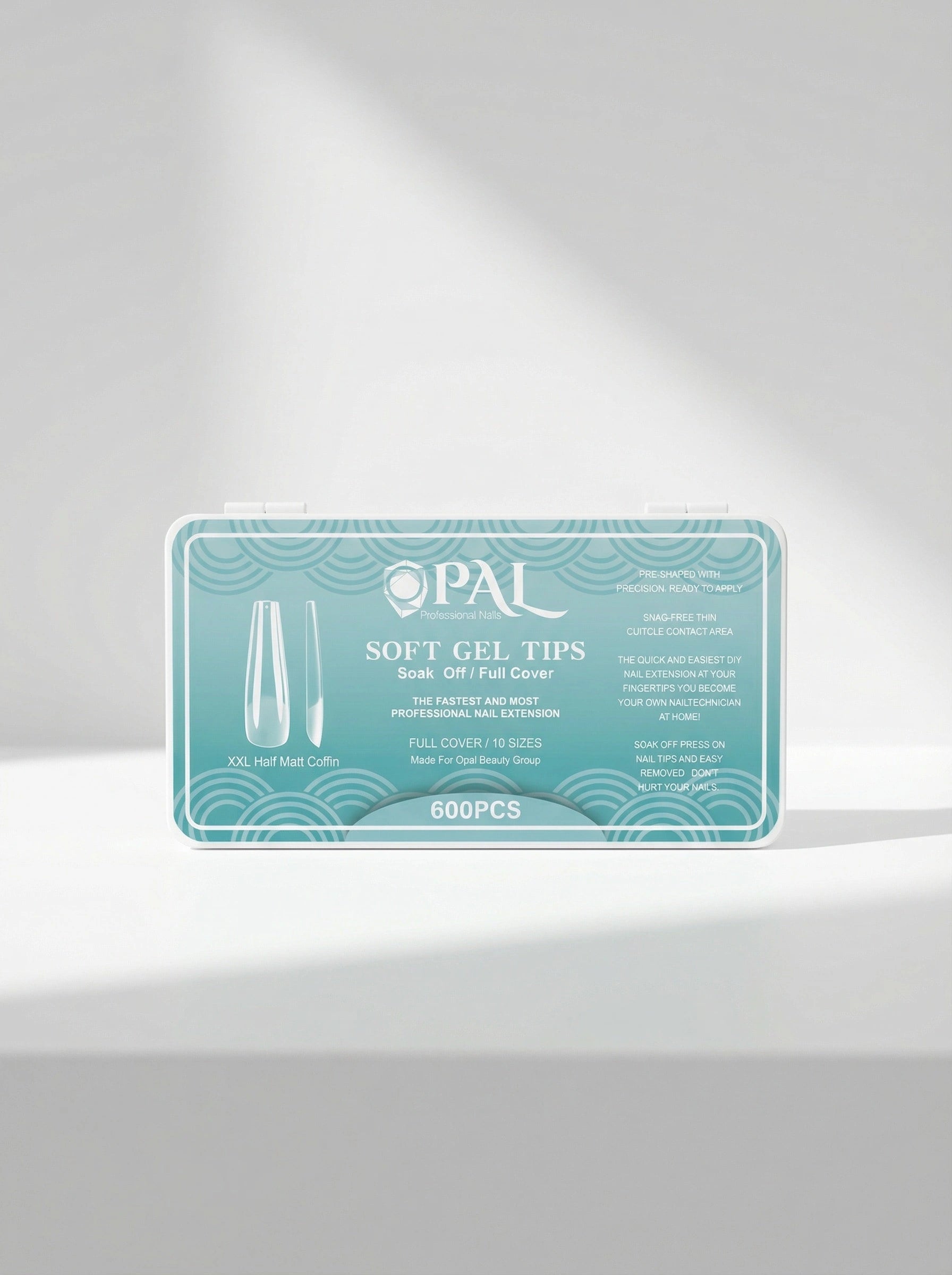 OPAL Soft Gel Tips - XXL Half Matt Coffin (600 PCS) | Soak-Off Full Cover Nail Extension Tips