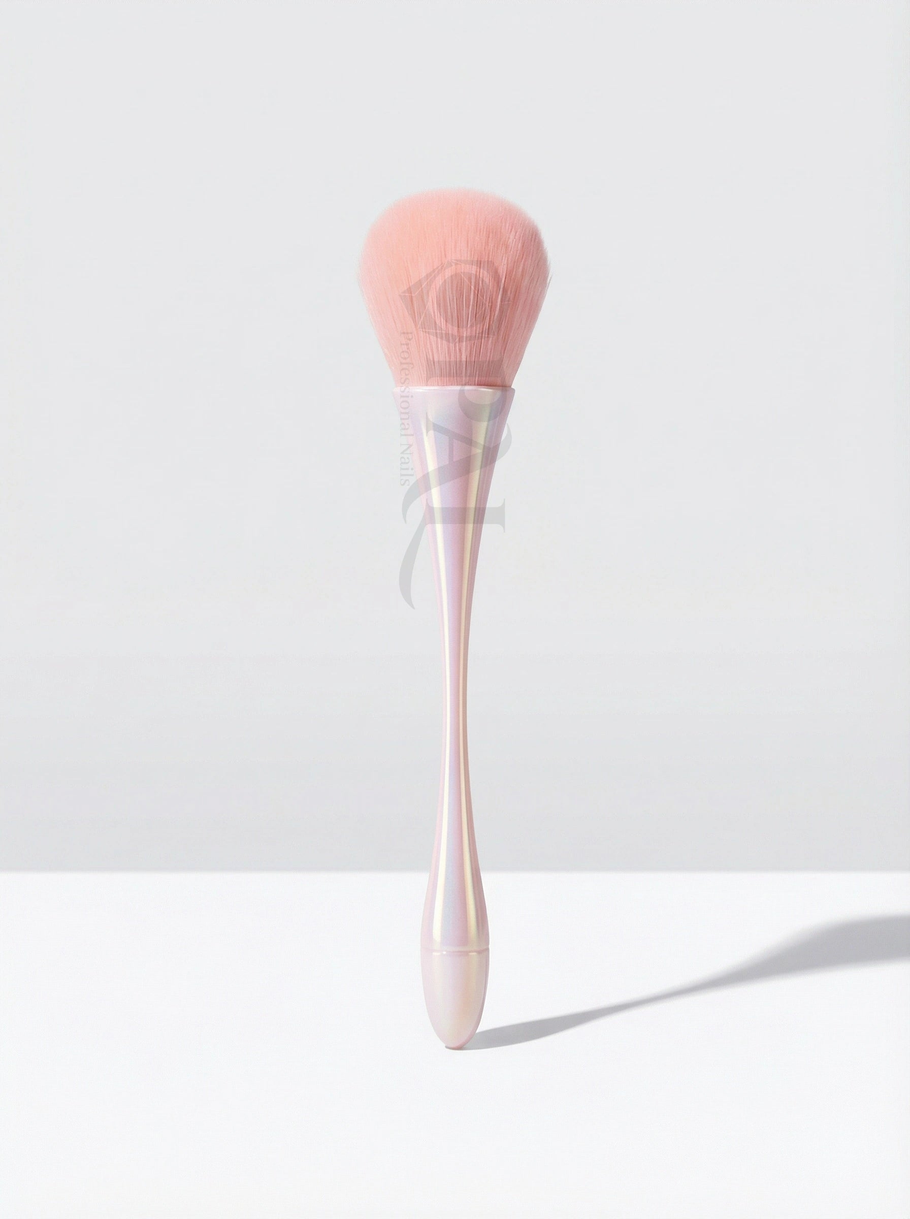 OPAL professional large powder brush with soft pink bristles and  pink handle for nail dust removal and powder application