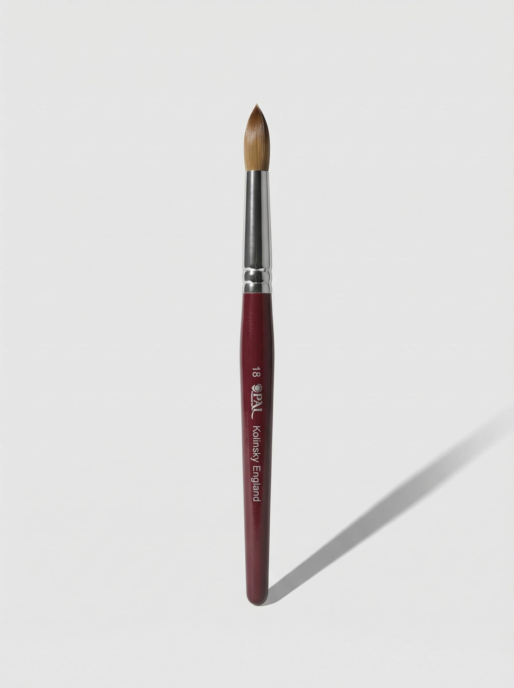 OPAL Classic Burgundy professional acrylic brushes with Kolinsky sable bristles and traditional burgundy wooden handles sizes 14 to 22