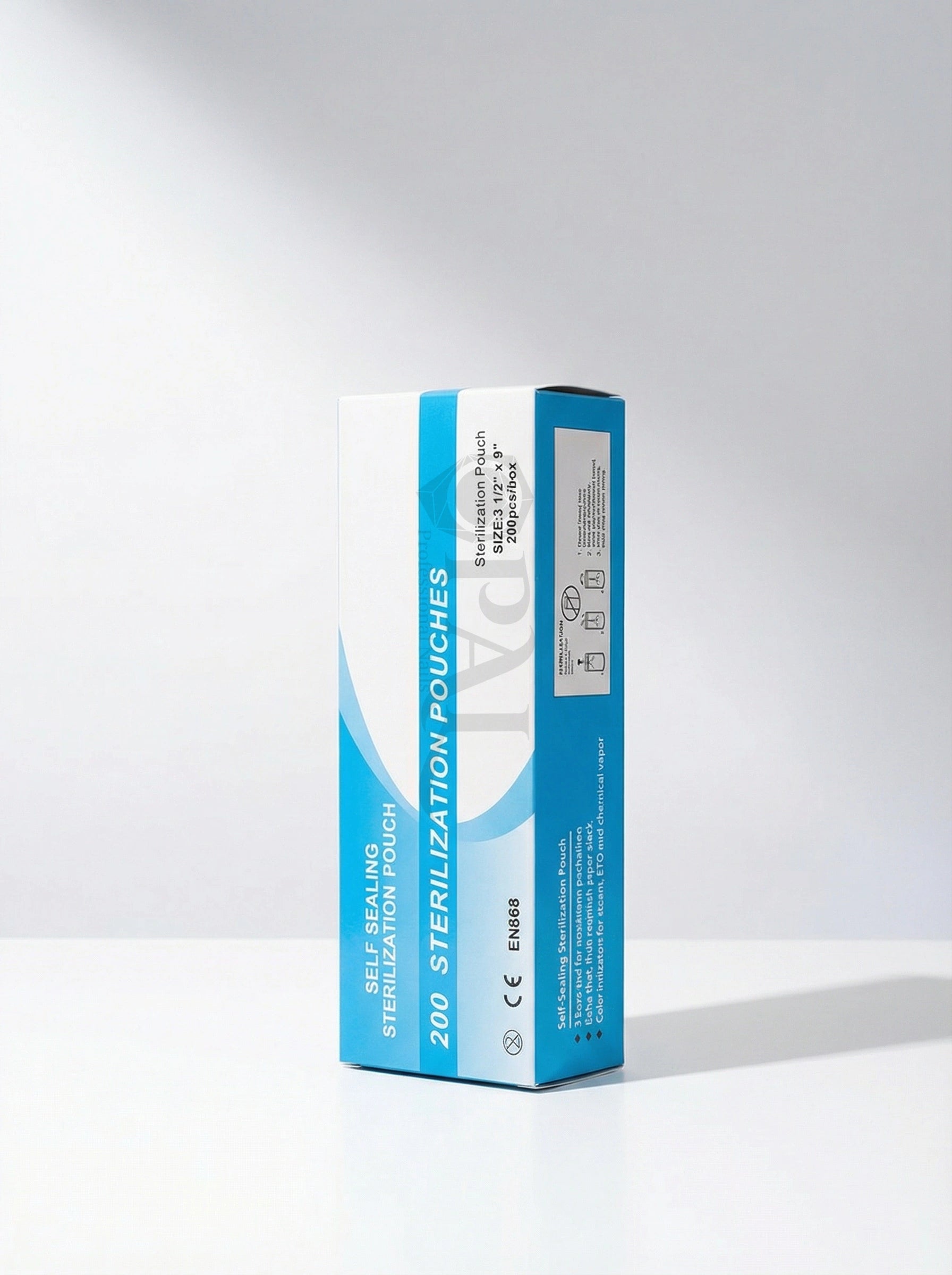 Self-sealing sterilization pouches 200 pack box EN868 certified autoclave bags 3.5 x 9 inches for nail salon tools